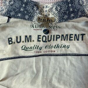 Vintage B.U.M. snowflake thrashed grunge oversized button down fleece sweater M